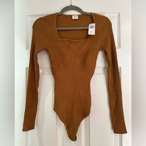 Abercrombie & Fitch Brown Ribbed Bodysuit